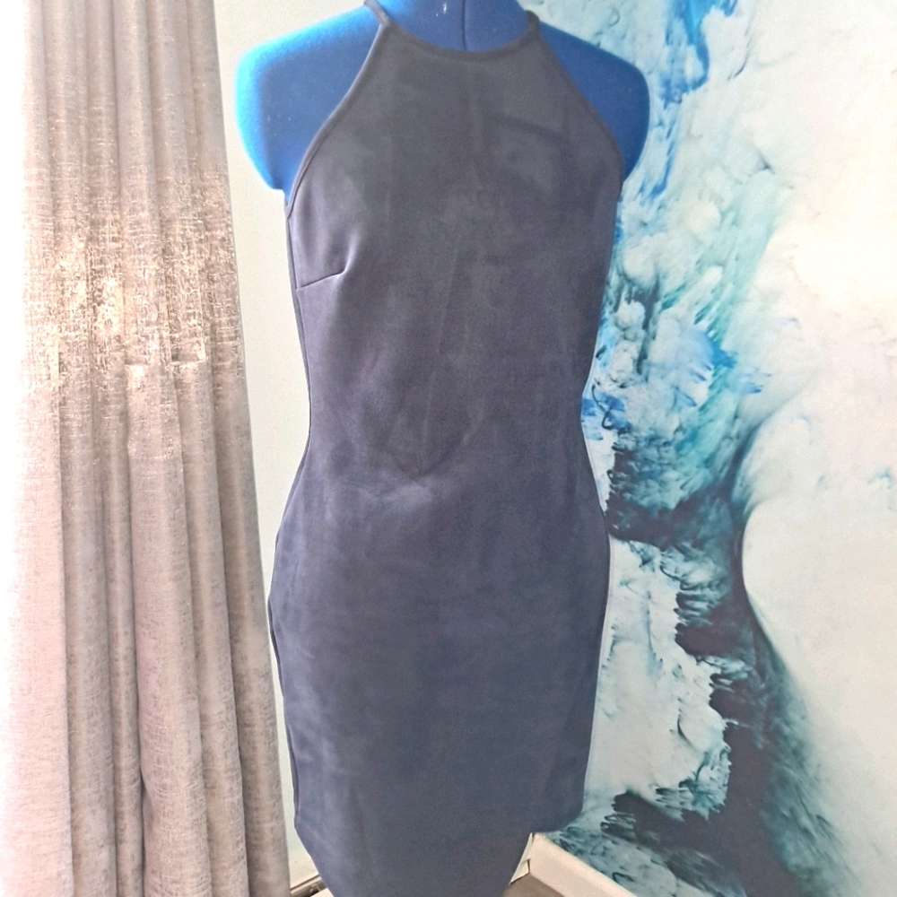 BLUE Suede Mini Dress